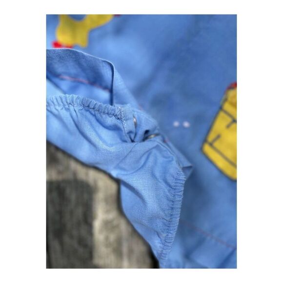 Vintage Hand Made Bubble Romper Shortalls Chambray Baby Chic Applique Unisex - Picture 3 of 6